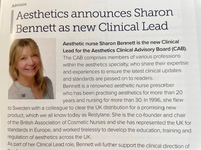 Aesthetics announces Sharon Bennett as new Clinical Lead